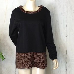 VTG 1601 Black With Animals Print Polyester Blouse